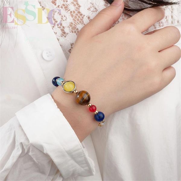 Strand handgefertigtes universell Galaxy Guardian Star acht Planeten Blau Sandstein Armbänder Solarsystem Reiki Schmuck Geschenk für Frauen oder Männer