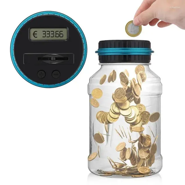 Garrafas de armazenamento Jar de contagem de dinheiro digital |Caixa de papel do Banco Infantil 1.8L Clear Coin Counter para adolescentes com tela LCD