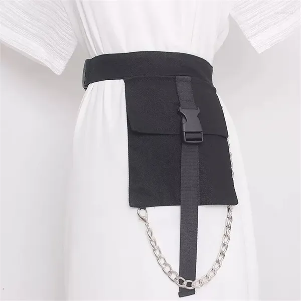 Bolsas de cintura Punk Hip Hop Techwear Bag With Chain For Women Street Fashion Belt Multifucntion Tactical Fanny Pack