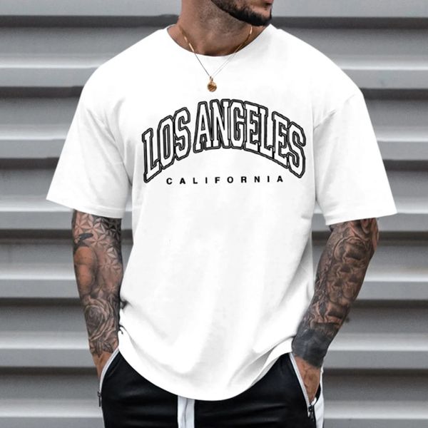 Los Angeles Letter Print Tshirts Men Vestiti Europei American Vintage Shortsleeve Tees Tops harajuku Summer Shirts 2023 240423