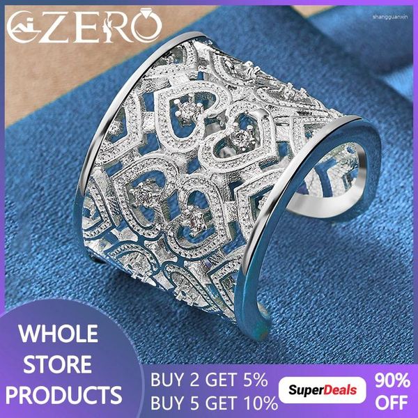 Anelli a grappolo AliZero 925 Sterling Silver Many Hearts Zircone Ring per Wedding Engagement Band Open Fashion Charms Gioielli Regali