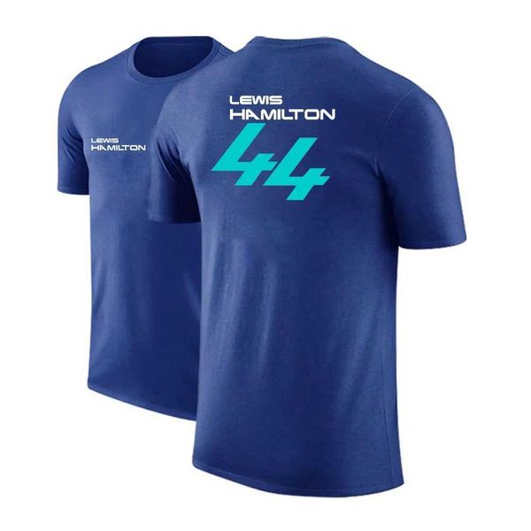 Erkek Tişörtleri 2022 Yeni F1 Sürücü Lewis Hamilton Digital 44 Baskı hızlı kuruyan yuvarlak boyun kısa süren spor açık hava şöhret tişört T240425