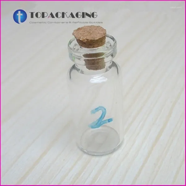 Depolama Şişeleri 500pcs 2ml Cam Şişe Cork Lid ile Kozmetik Test Şişeleri Boş Parfüm Paketleme Küçük Öz Yağı Konteyner Serum Dolum Yapılabilir