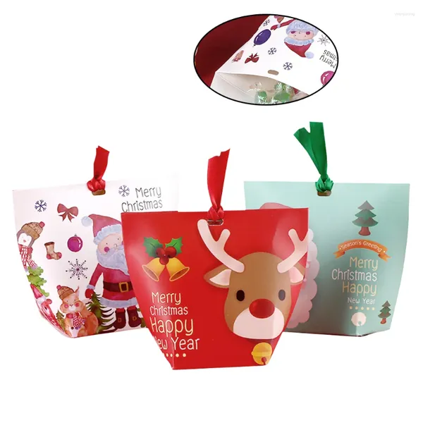 Garrafas de armazenamento 12pcs Caixas de chocolate de Natal Biscoit Holder Presente Supplies Party (Red Elk White Background Santa Green