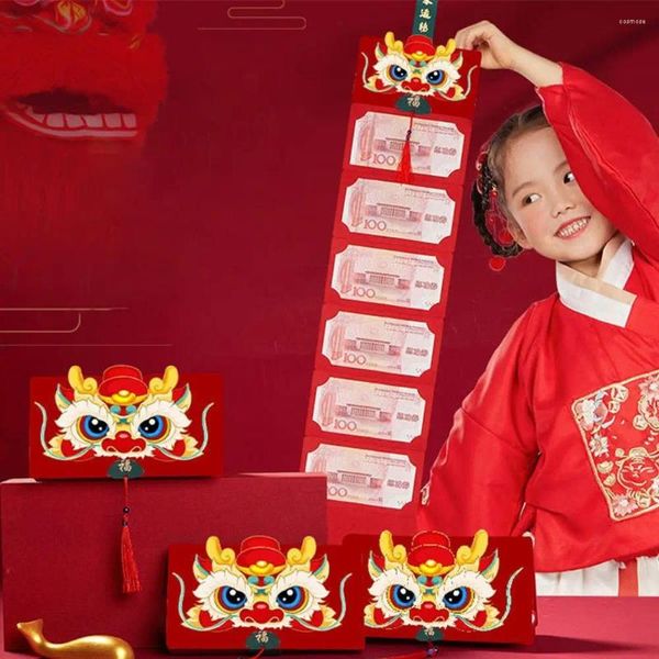 Geschenkverpackung Chinesisches Jahr Klapper Red Envelope 2024 Dragon 10 Kartensteckplätze Lucky Money Umschläge Childrens Muster