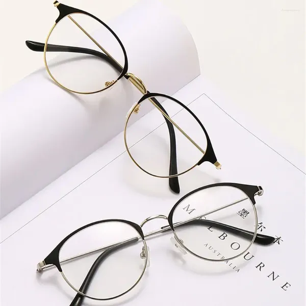 Солнцезащитные очки классические металлические круглавые очки женщин Оптические очки Ультрасовые унисекс-миопия зрение уход за очки -1,0--4.0