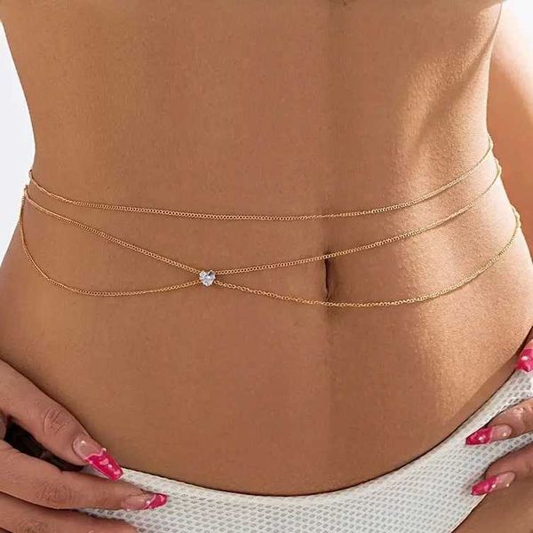 Cinture a catena della vita Boho Multilayer Rhinestone Belly Bely Chant Catena per le donne Summer Bikini Sexy Body Chains Gioielli Festival Accessori