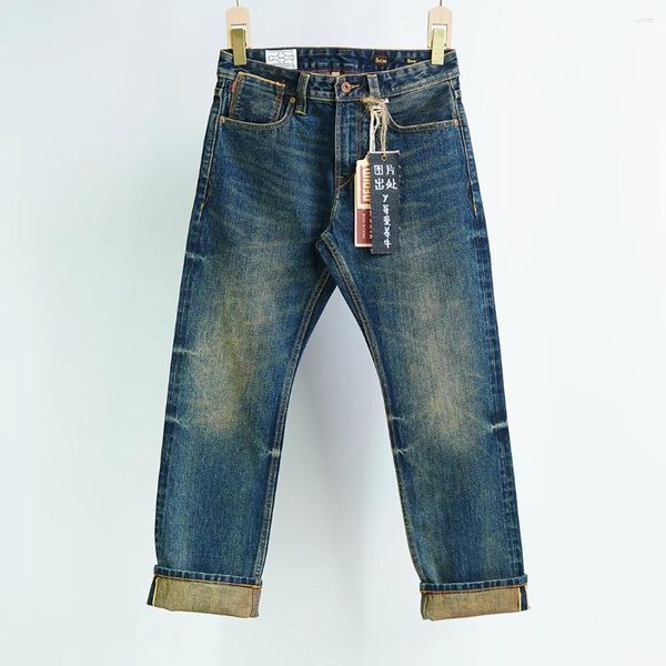 Herren Jeans 18oz Schwergewicht rotes Selvedge Vintage Blue Denim für Männer Baumwollwäsche Hosen Amerikanische lässige männliche Straße Hose