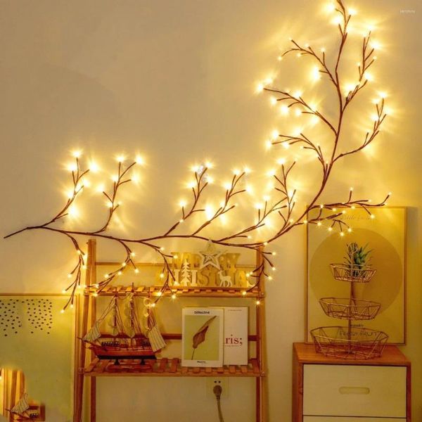 Stringhe 1pc Luci di vite fai -da -te per decorazione della camera decorazione per la casa spina USB ramo piegabile 1,8 m/5,9 piedi 96 LED Tree Holiday