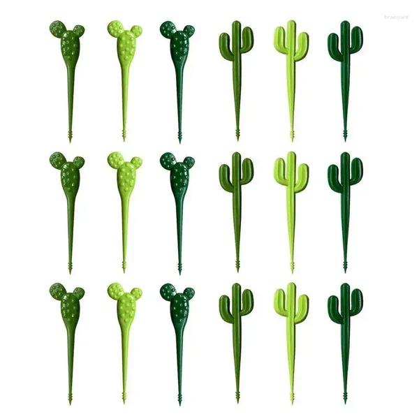 Forks 18pcs cactos fofos bento decoração decoração de frutas grade de plástico mini desenho animado bolo bolo de dente acessórios