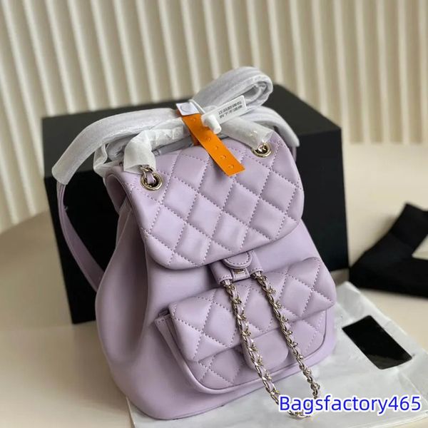 Женский дизайнерский рюкзак пурпурный роскошная сумочка на открытом воздухе перекрестная сумка для плеча кожа алмазной клетки тщеславие сумочка золотой аппаратный сцепление Pochette 18*19c
