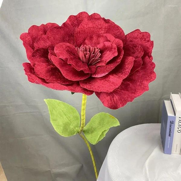 Декоративные цветы красное симуляция бархат peony 30/40/50 см Гигантская розовая цветочная голова Home Decor Pocom