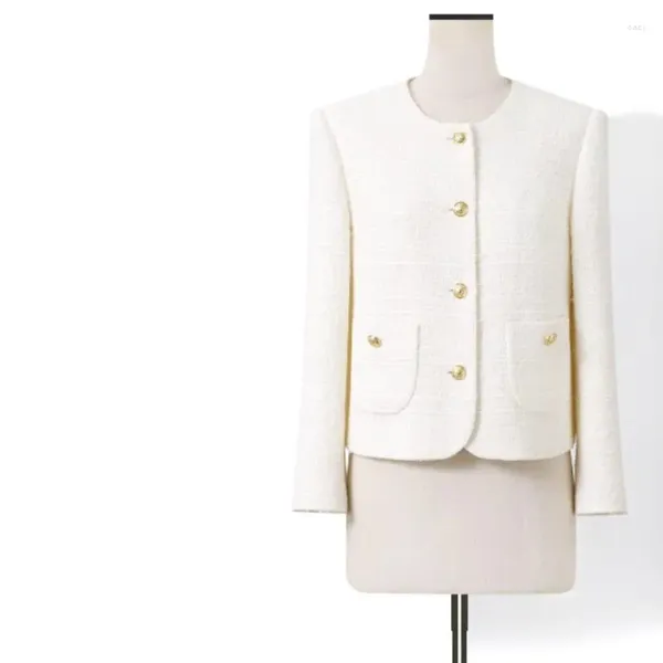 Женские куртки белый Джек осень/зима. Классическая 3D 3D пряжа бабочка густая твидовая маленькая ароматная повседневная короткая пальто