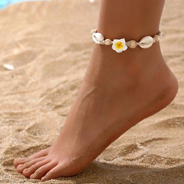 Fußkettchen Böhmen natürliche Hülle für Frauen Fuß Schmuck Sommer Strand Barfuß Armband Knöchel auf Beinkettengurtzubehör