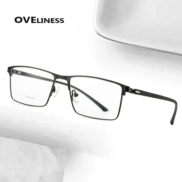 Солнцезащитные очки рамы 2024 квадратные титановые сплавные стекалы для глаз каркас мужчина оптические очки миопия рецепт стеклян