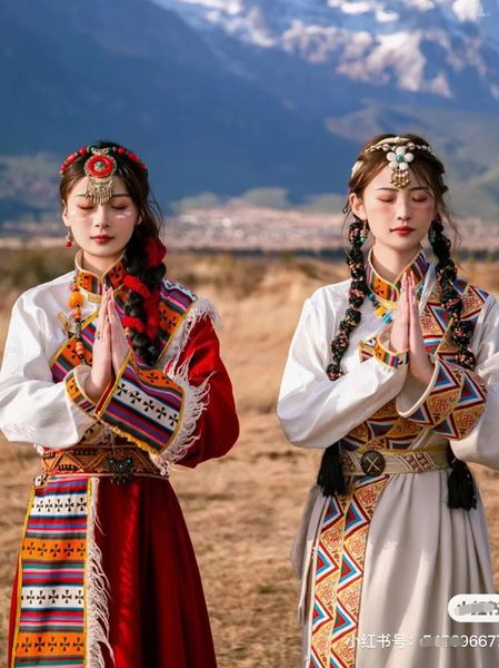 Roupas étnicas homens e mulheres tibetanos manto nobre tibete tibete tourism minority style dança executando figurinos