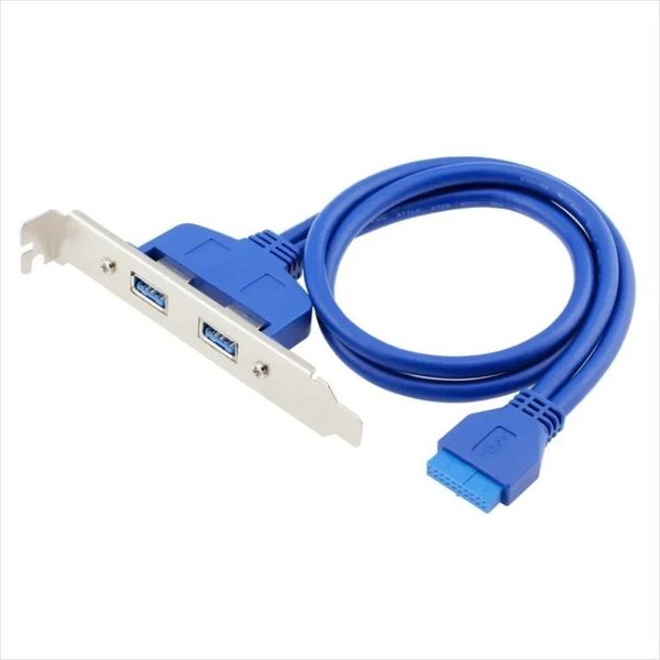 2 bağlantı noktası USB 3.0 dişi arka panelden anakart 20pin başlık konnektör kablosu adaptörü PCI yuva plakası braketi 50cm