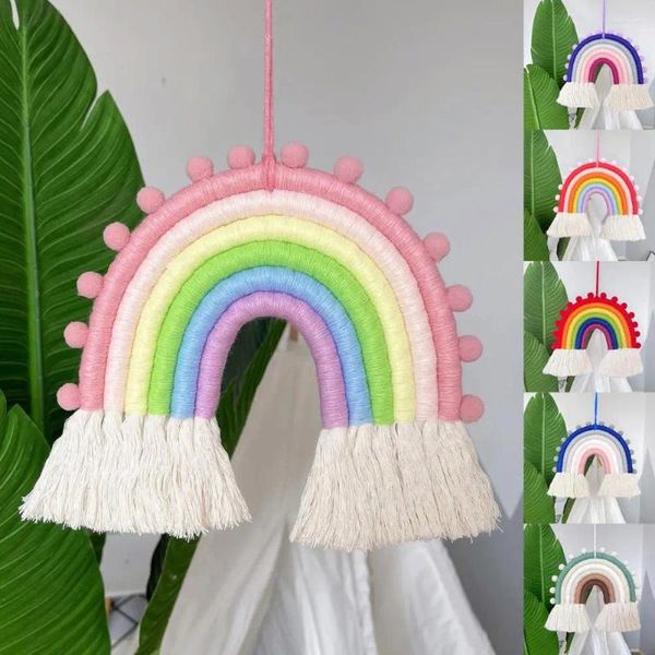 Figurine decorative Ciondolo con una nappe per cordino facile da appendere a mano Rainbow Colore arcobaleno per peli fai da te Frignitura a sfera per la parete appesa