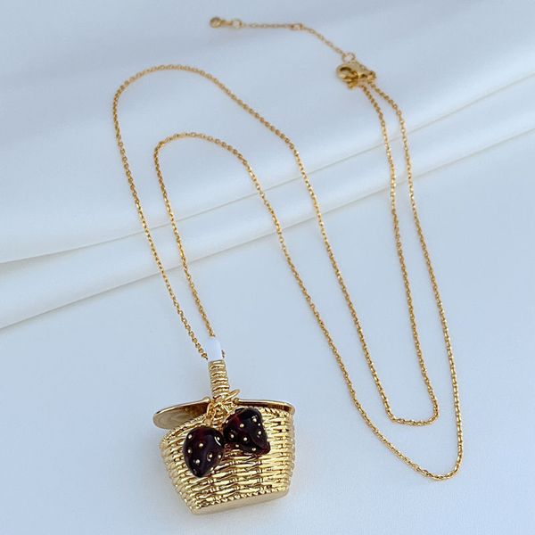 Collana con ciondolo a forma di cesto di fiori dolce alla moda, stile campagna, fiocco unico, da donna, in metallo, sailormoon, lunga_voghion.com