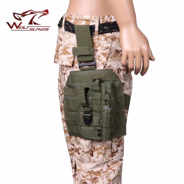 Coldres de capa molle capa ajustável coldre tática puttee coxa perna pb 075 pistola airsoft gun holster bolsa com bolsa de bolso de revista