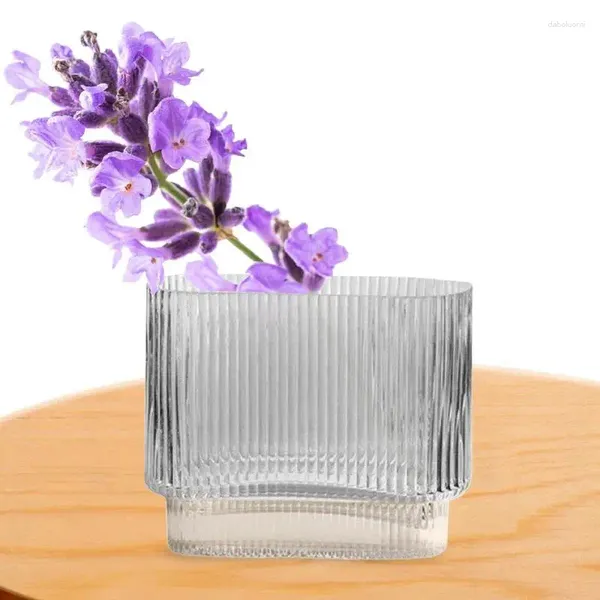 Вазы стеклянная ваза |Рибленый цветочный рот декоративный для центральных предметов гостиная обеденный стол