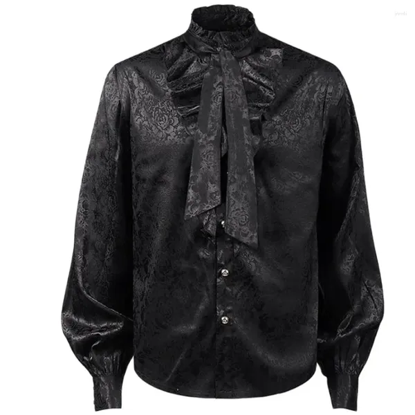 Herren -Hemdhemden Herren Steampunk Vintage Shirt mittelalterliche viktorianische Renaissance Gothic Ruffled Drama Bühne Männer Langarm Viking Kostüm