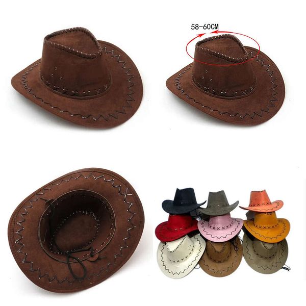 Cowboy -Eimer -Reisen für Frauen -Männer -Kappen Hüte Wildleder Vintage Männer Western mit breiter Krempe Cowgirl Jazz Cap 231010 Originalqualität