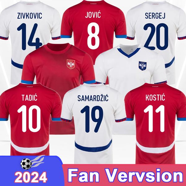 2024 Sırbistan Erkek Futbol Formaları Milli Takım Tadic Sergej Jovic Kostik Milenkovic Babic Zivkovic Samardzic A.Mitrovic Home Away Futbol Gömlek