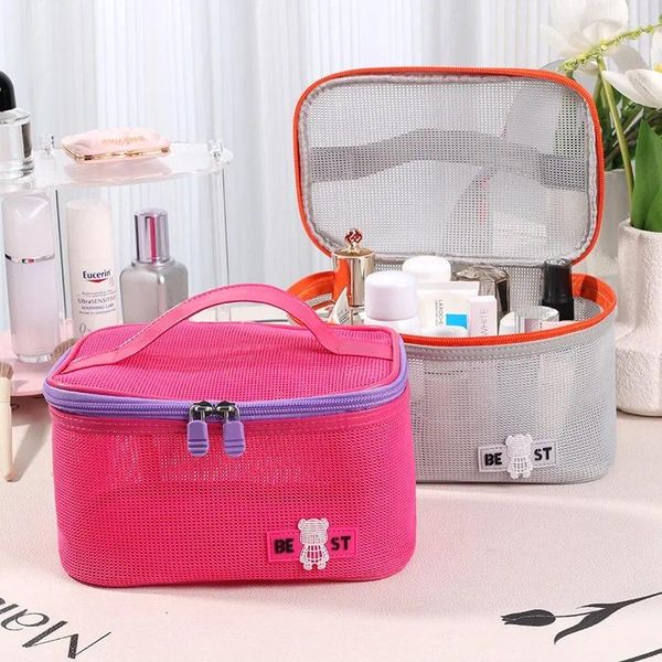 Bolsas de cosméticos malha transparente saco de maquiagem mini bolsa de armazenamento portáteis de higiene pessoal portátil Mulli Mulheres