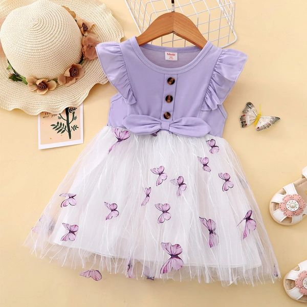 Kinder Mädchen Prinzessin Kleid Schöne Schmetterling Rüsche Tüll Geburtstagsfeier Tragen Sie Modekleidung für Kleinkind 15 Jahre 240423