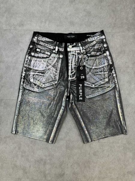 lila Jeans kurze Jeans Jeans Straße Löcher lässige Sommer Distressed Black Ripped Biker Slim Fit Motorcycle Mans gestapelt Jeans Männer Baggy Jeans Hole Shorts