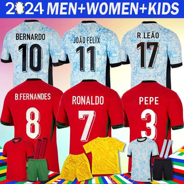 24 25 Yeni Portekiz B.Fernandes Futbol Formaları Milli Takım Avrupa Kupası Cr7 Pepe Bruno Joao Felix Ronaldo Bernardo Diogo J. Joao Cangelo Futbol Gömlek Kitleri Çorap Tam