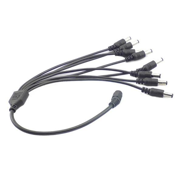 NEU 2024 12V DC Power Splitter Plug 1 Weibliche bis 2 3 4 5 6 8 männliche CCTV -Kabelkamera -Kabel -CCTV -Zubehör -Stromversorgungsadapter 2.1/5,5 mm für