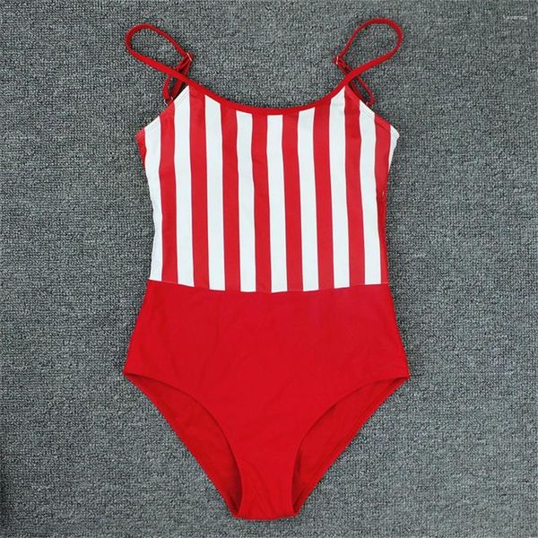 Kadın Mayo Vintage Çizgili Bikini Sling Mayo Tek Parçalı Monokini Y2K Traend Seksi Kadınlar Tatil Brezilya Plaj Giyim Mayo Takım