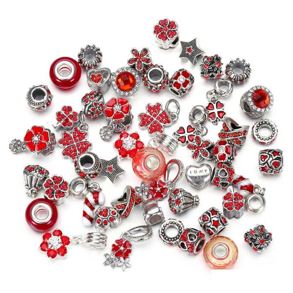 Charms 50pcs/lote cristal spacer artesanato grande buraco europeu miçangas europeias acessórios pendentes para colar jóias de pulseira DIY Fazendo queda dh1jg