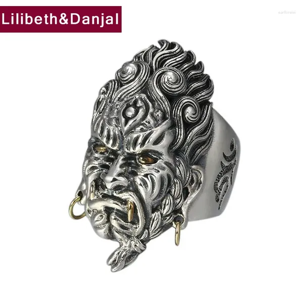 Clusterringe 2024 Punk HipHop Buddha Mantra Erstverpalte Liebesring 925 Sterling Silber Fashion Schmuck Männer Vintage Eröffnung R7