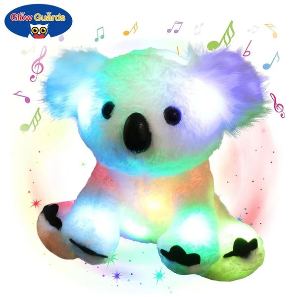 Da 25 cm luminoso koala bambola musical illuminazione pelumo di peluche di peluche a led con lulla mobili per ragazze 240416