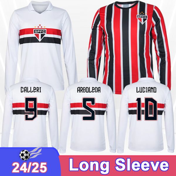 24 25 Jerses de futebol de manga longa de São Paulo Lucas Lucas Luciano Arboleda Rafinha Nestor Diego Costa Igor .V Home Away Football camisas