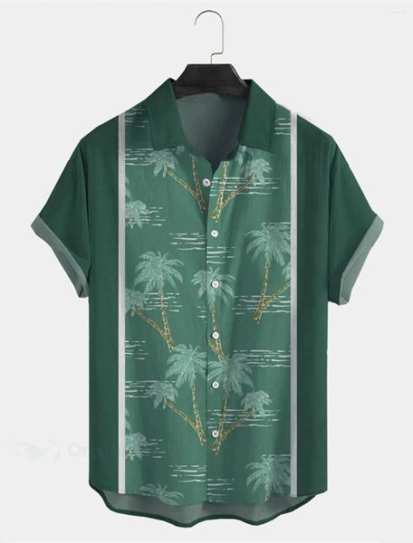 Camicie casual maschile Coconut Tree Summer Shirt Hawaiian Uunisex Palm Turndown Street Outdoor Short Short Abbown Stampa abbigliamento