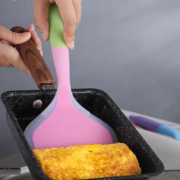 Utensílios de espátula wide spatula para panquetas de silicone de cor silicone japonês tamagoyaki