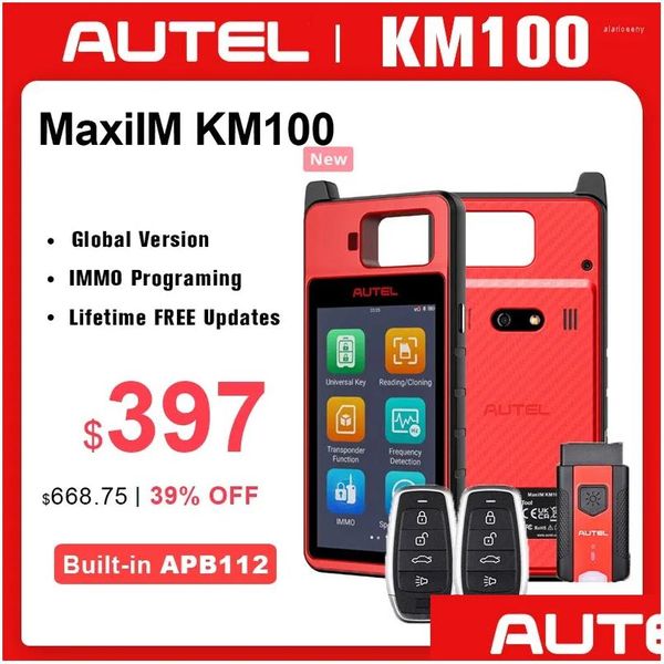 Диагностические инструменты Autel Maxiim KM100 Ключевое программирование FOB Инструмент иммобилайзер 2PCS IKEY для генерации 60 -х