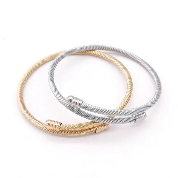 Pulseira simples de bobina ajustável Twist Bracelet Bangle Diy Metal Acessórios Universal para homens Mulheres 240424