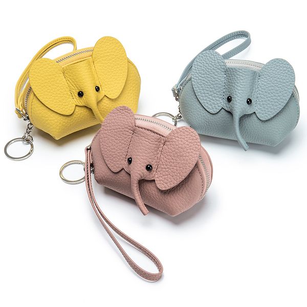 Nuova borsa per la borsa creativa della carta creativa vera monete in pelle per elefante borsetta femminile da donna a strato da primo strato clutch borse borse