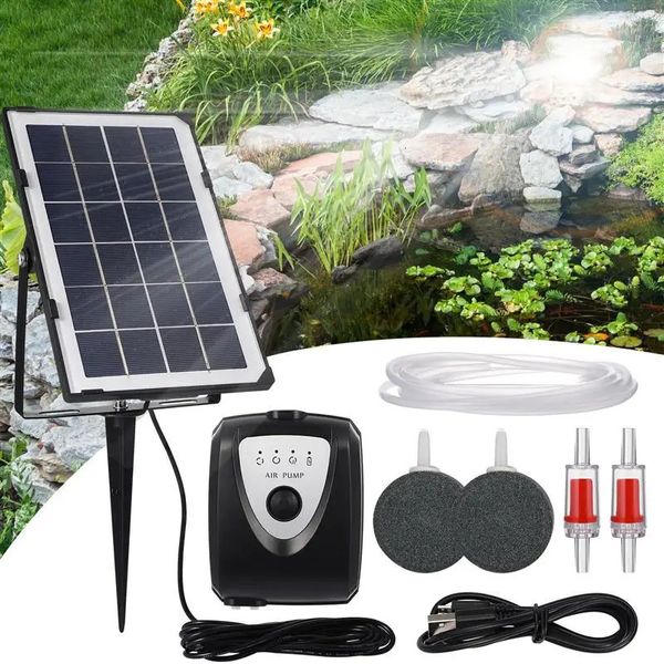 Bomba Aeradora de Aerador Aerador Conjunto solar de energia solar Power Aerator Conjunto de oxigenação para aquário Pond de jardim de tanques de peixes 240426