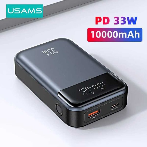 Mobiltelefon -Strombanken USMS Mini Power Bank 10000mah 33W PD Fast Lading Power Bank Tragbares externes Akkus -Ladegerät für iPhone Xiaomi Samsung J2404 geeignet