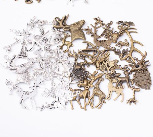 200 Gramas vintage Silver Color Bronze Giraffe Sika Deer Charms de chifre de pingente para bracelete Brincho Jóias Diy Jóias Facil da Jóia Diy