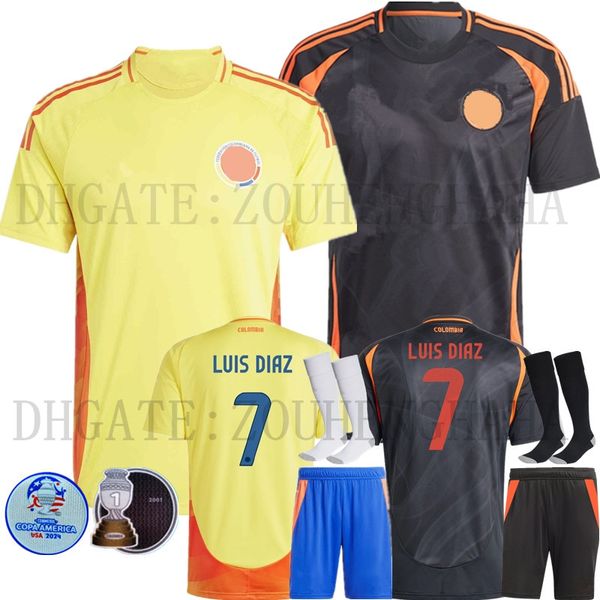 Camisetas Kolumbien James Soccer Trikots Kit Spieler Version 2024 Copa America Columbia Nationalmannschaft Home Away Kinder Luis Diaz Cordoba M.Cassierra Fußballhemd