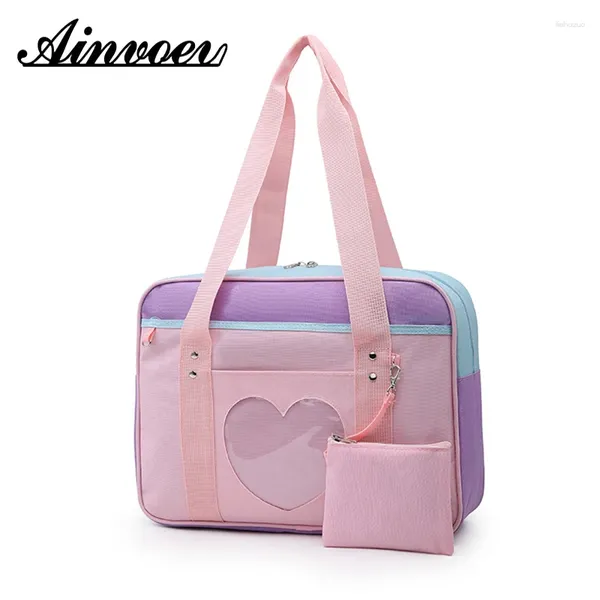 Borse da sera Ainvoev Pink Travel Shole School for Women Girls Preppy Style Canvas Organizzatore di bagagli a grande capacità borse