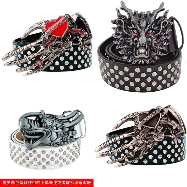 American Euro Punk Big Head Rivet Rock Rock Belta Homens e mulheres de personalidade versátil versátil não -mainstream Skull Belts de qualidade original