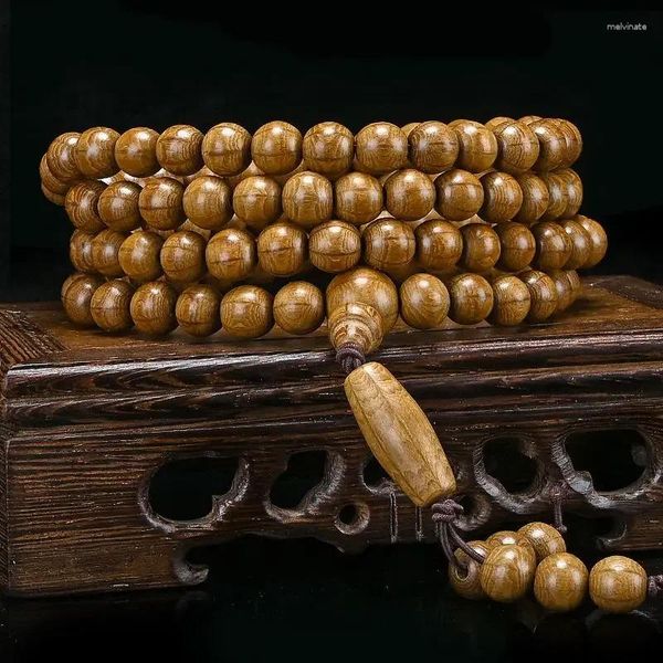 Strand Boutique Wutai Mountain Abelia Old Materials Bracciale 108 Drago Beard Rattan Dragonwood Six Buddha Striped Beads 20mm